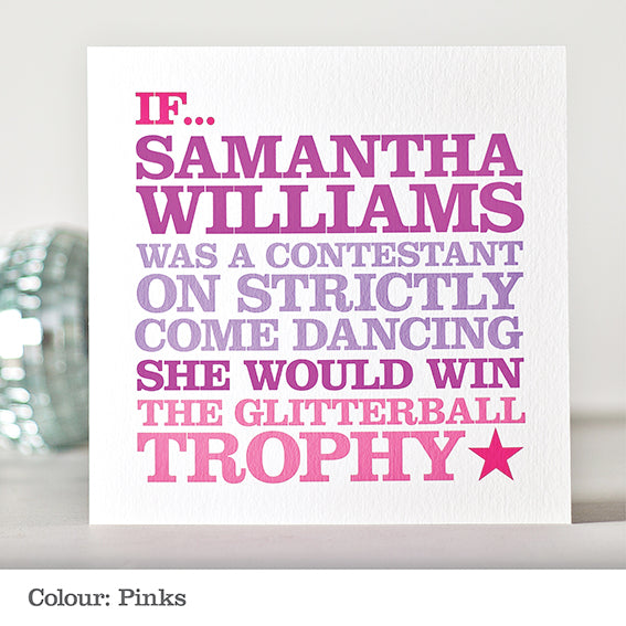 Personalised Strictly Come Dancing Card_Pinks